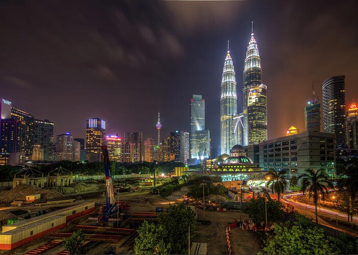 Tranquility Greeting Card featuring the photograph Night At Kuala Lumpur by I Shoot And I Share