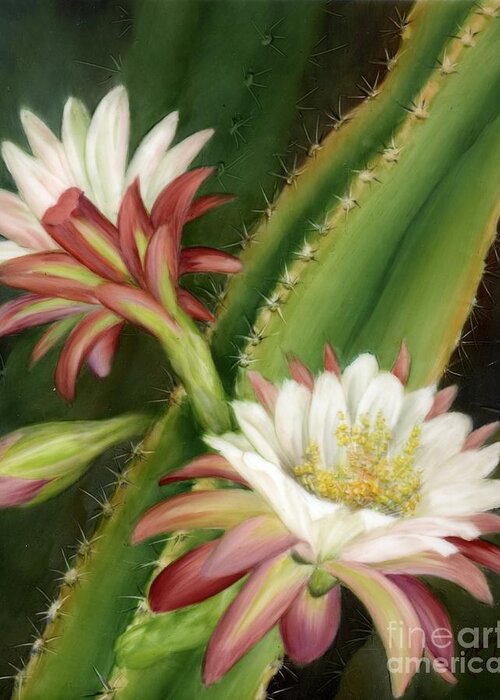 Floral Greeting Card featuring the painting Night Cereus by Summer Celeste