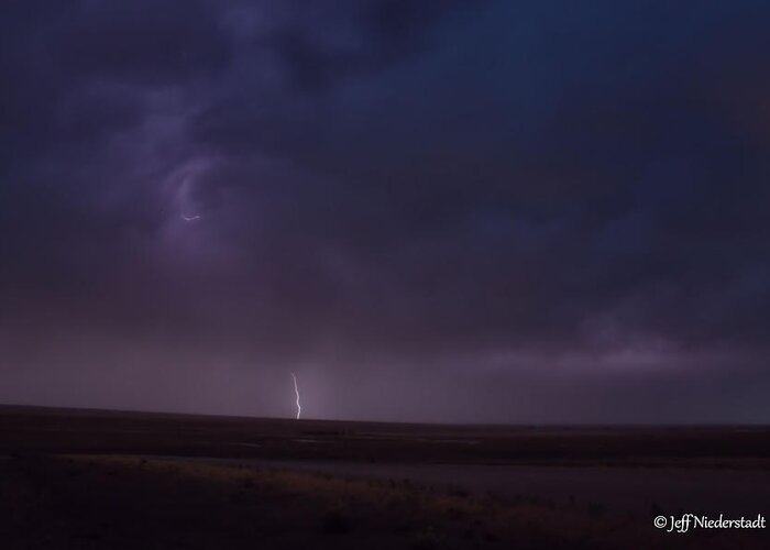Storms Greeting Card featuring the photograph Night light by Jeff Niederstadt
