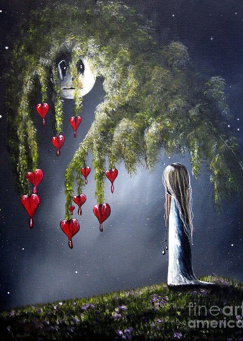 Outsider Greeting Card featuring the painting Night Of The Bleeding Hearts by Shawna Erback by Moonlight Art Parlour
