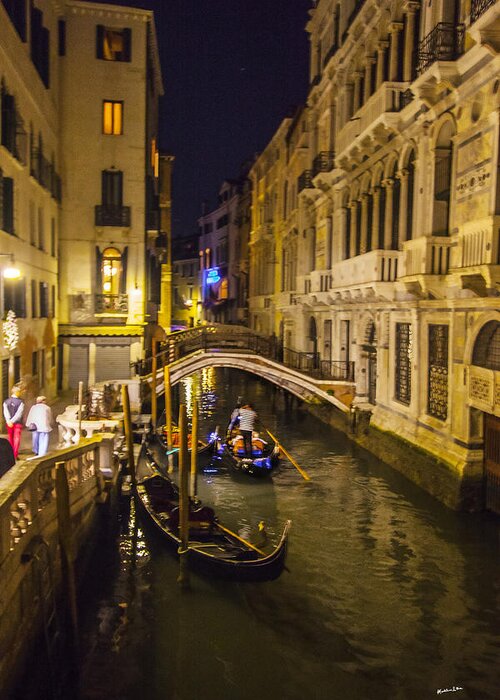 Venice Greeting Card featuring the photograph Night on the Canal - Venice, Italy by Madeline Ellis