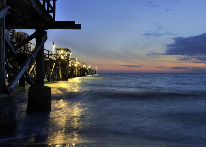 Pier Greeting Card featuring the photograph Night Pier by Matthew Fernandez