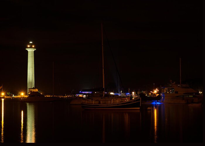 2013 Greeting Card featuring the photograph Night view of Put-in-Bay by Haren Images- Kriss Haren