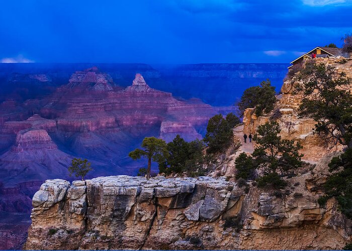 Grand Canyon Greeting Card featuring the photograph Nightfall Approaches at Bright Angel Trailhead by Ed Gleichman