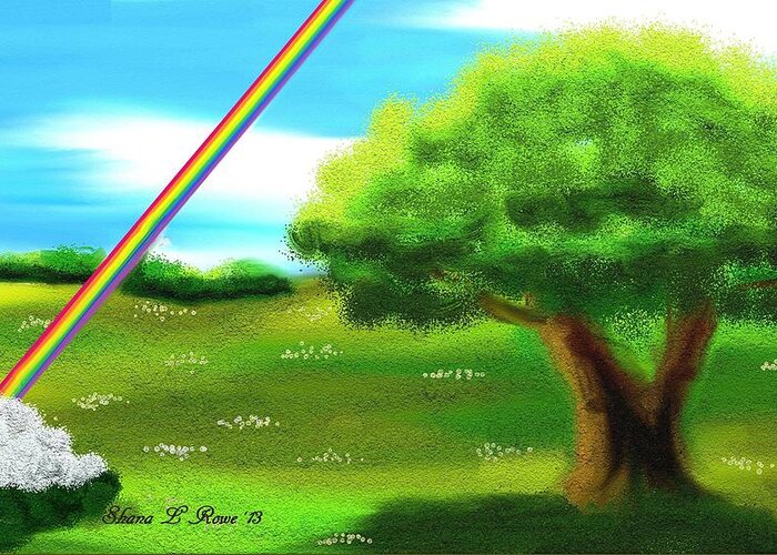 Rainbow Greeting Card featuring the digital art No More Rain by Shana Rowe Jackson