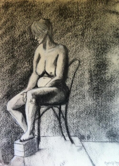 Nudes Greeting Card featuring the drawing No Regrets.. by Michelle Deyna-Hayward