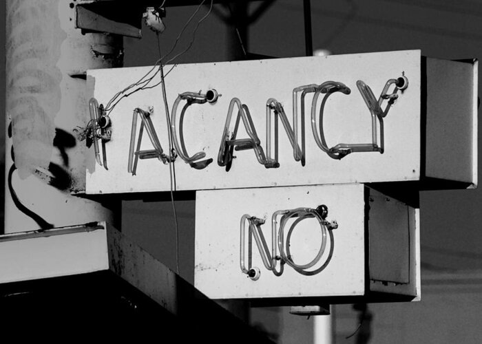 Neon Greeting Card featuring the photograph No Vacancy by Daniel Woodrum