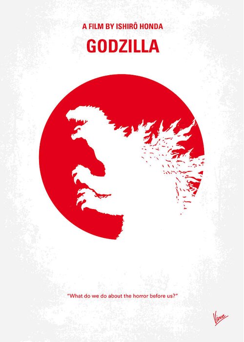 Godzilla Greeting Card featuring the digital art No029-2 My Godzilla 1954 minimal movie poster.jpg by Chungkong Art