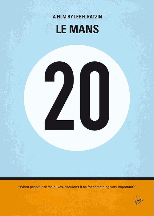 Le Greeting Card featuring the digital art No038 My Le Mans minimal movie poster by Chungkong Art