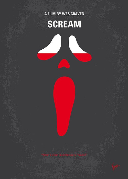 Scream Greeting Card featuring the digital art No121 My SCREAM minimal movie poster by Chungkong Art