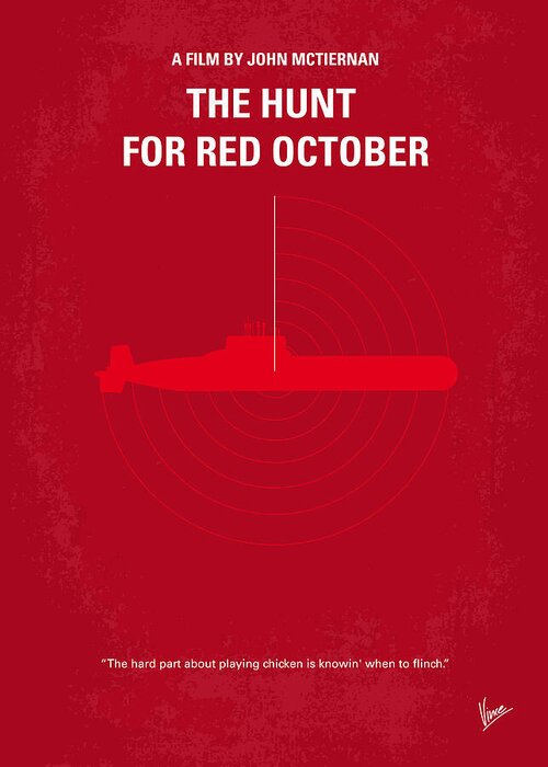 Hunt Greeting Card featuring the digital art No198 My The Hunt for Red October minimal movie poster by Chungkong Art