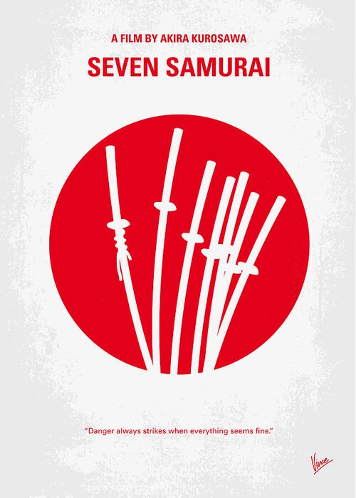 The Seven Samurai Greeting Card featuring the digital art No200 My The Seven Samurai minimal movie poster by Chungkong Art