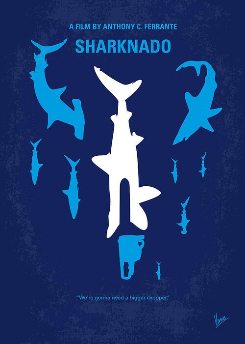 Sharknado Greeting Card featuring the digital art No216 My Sharknado minimal movie poster by Chungkong Art