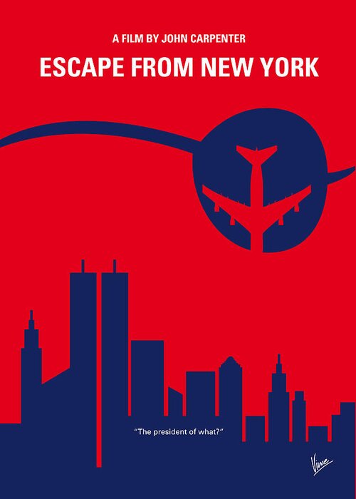 Escape Greeting Card featuring the digital art No219 My Escape from New York minimal movie poster by Chungkong Art