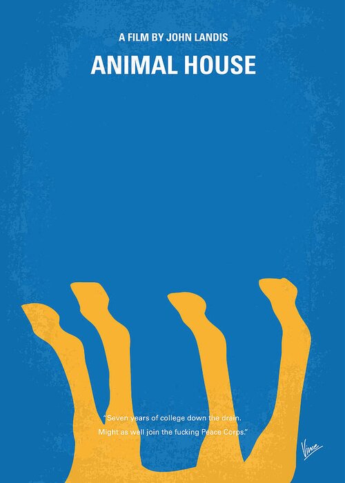 Animal Greeting Card featuring the digital art No230 My Animal House minimal movie poster by Chungkong Art