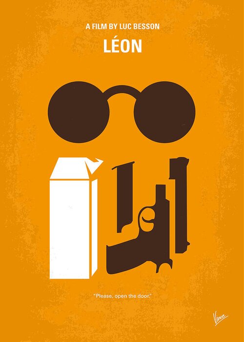 Leon Greeting Card featuring the digital art No239 My LEON minimal movie poster by Chungkong Art