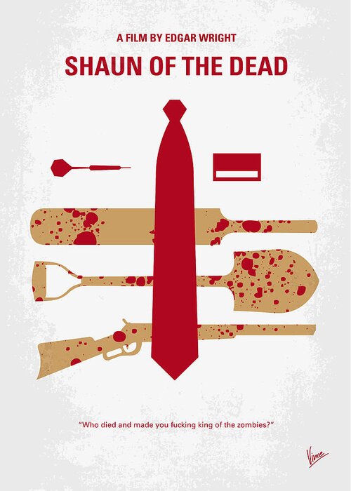 Shaun Of The Dead Greeting Card featuring the digital art No349 My Shaun of the Dead minimal movie poster by Chungkong Art