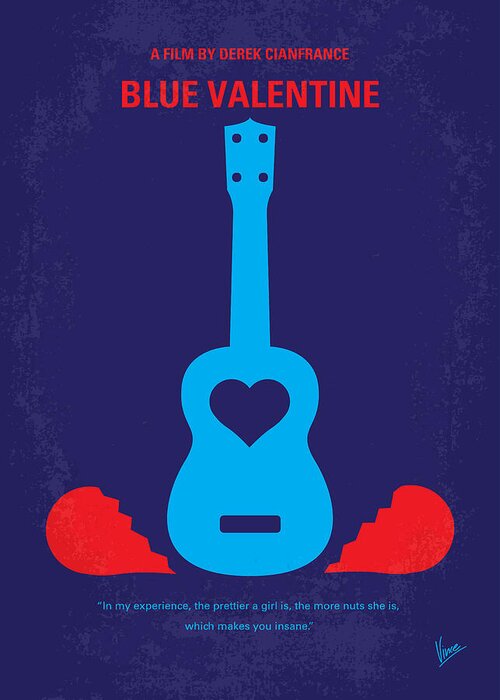 Blue Greeting Card featuring the digital art No379 My Blue Valentine minimal movie poster by Chungkong Art