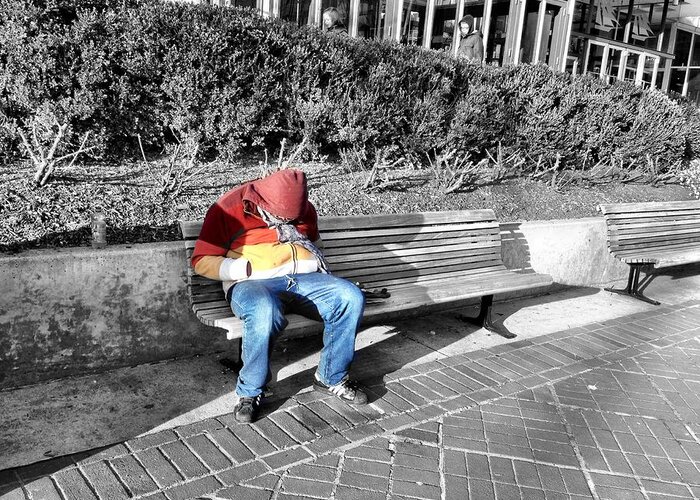 Baltimore Greeting Card featuring the photograph Homeless Man by Chris Montcalmo