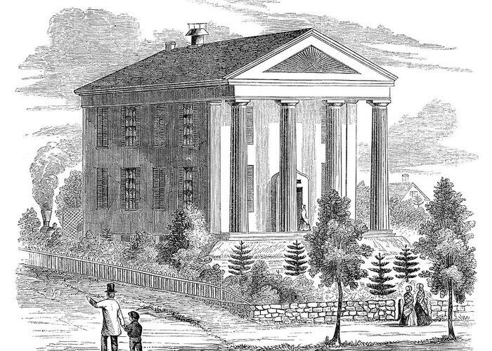 1853 Greeting Card featuring the painting Normal School, 1853 by Granger