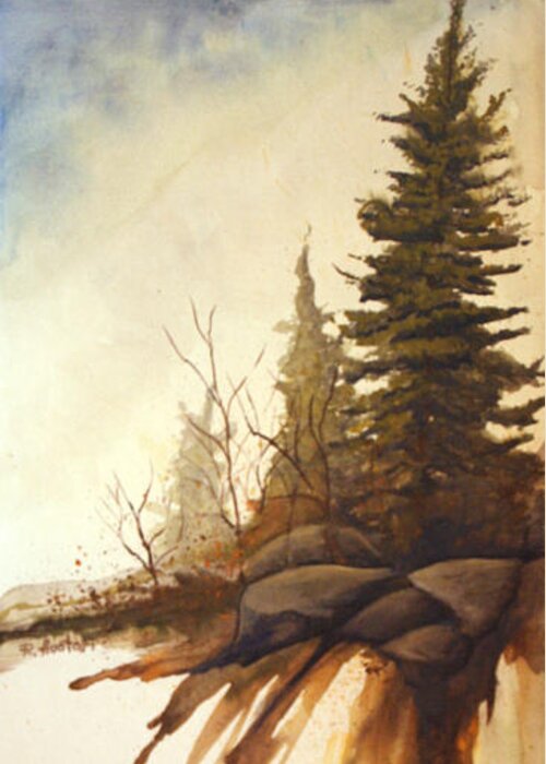 Rick Huotari Greeting Card featuring the painting North Woods Pines by Rick Huotari