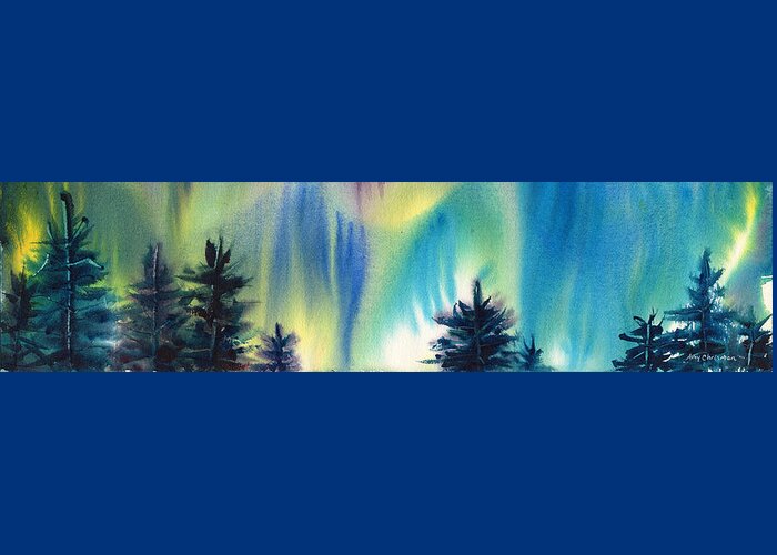 Aurora Borealis Greeting Card featuring the painting Northern Lights by Amy Chrisman