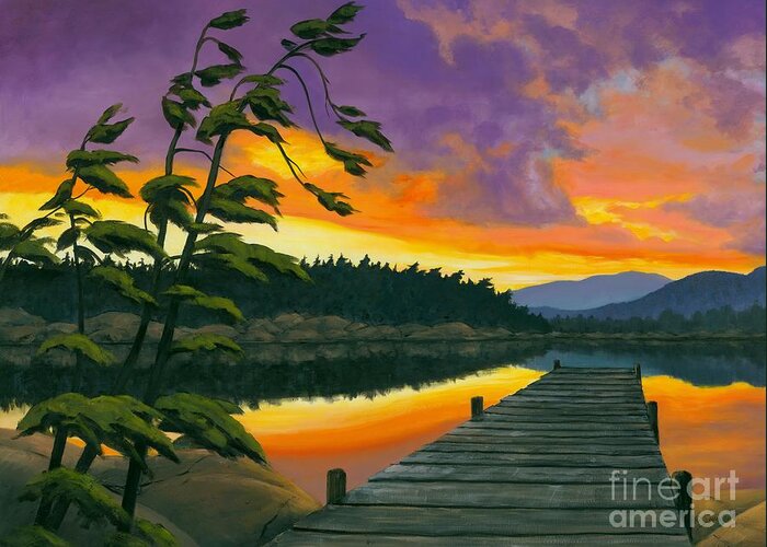 Ontario Greeting Card featuring the painting After Glow - Oil / Canvas by Michael Swanson
