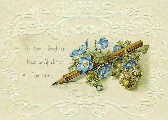 Blue Flower Greeting Card featuring the digital art Nostalgic Greeting Card by Sandra Foster