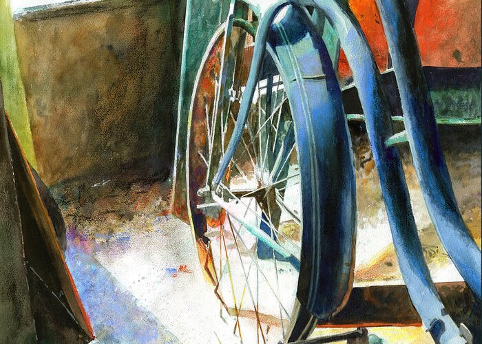 Bicycle Greeting Card featuring the painting Not Forgotten by Andrew King