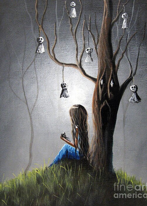 Lowbrow Greeting Card featuring the painting Now She Won't Be Alone II by Shawna Erback by Moonlight Art Parlour