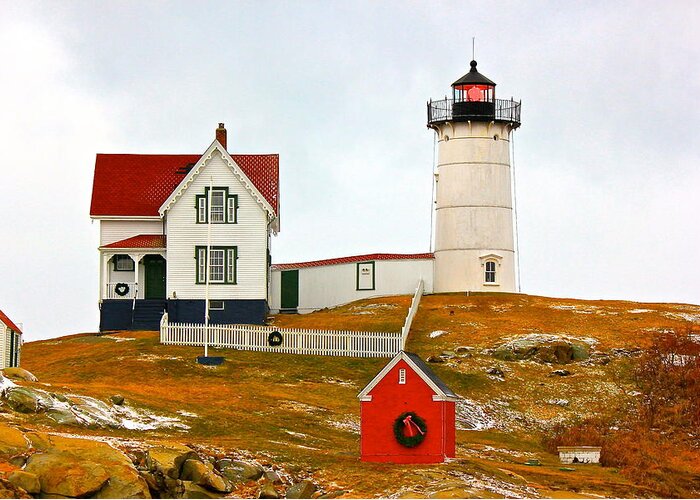 Nubble Lighthouse Greeting Card featuring the photograph Nubble Lighthouse by Amazing Jules