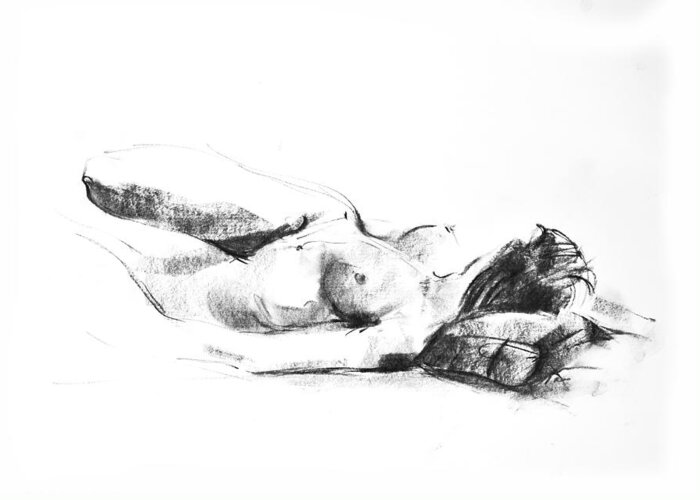 Nude Greeting Card featuring the drawing Nude 009 by Ani Gallery
