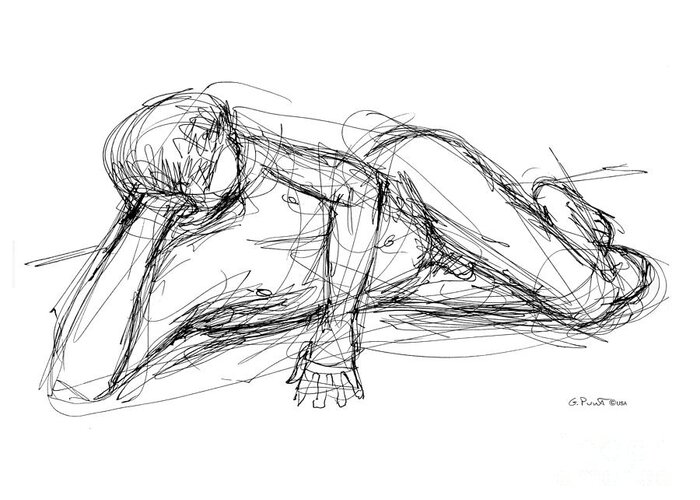 Male Sketches Greeting Card featuring the drawing Nude Male Sketches 5 by Gordon Punt