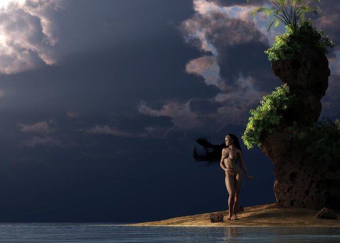 Nude Greeting Card featuring the digital art Nude on a Beach by Kaylee Mason