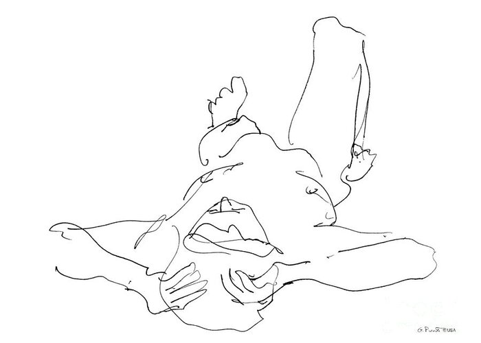 Male Greeting Card featuring the drawing Nude_Male_Drawings-22 by Gordon Punt