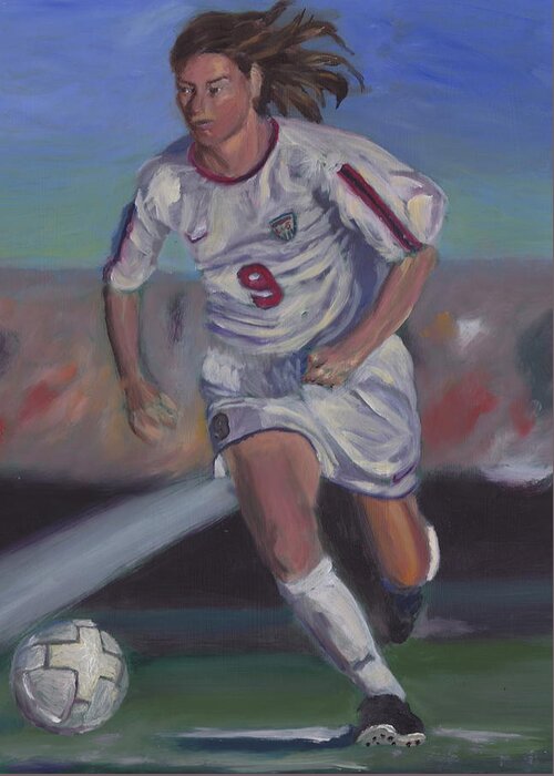 Soccer Greeting Card featuring the painting Number 9 by James Lopez