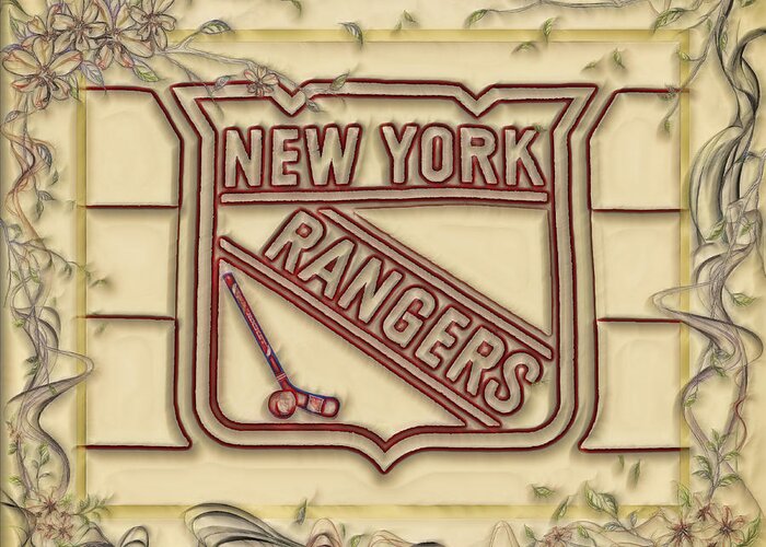 Ny Rangers Greeting Card featuring the digital art NY Rangers-1 by Nina Bradica