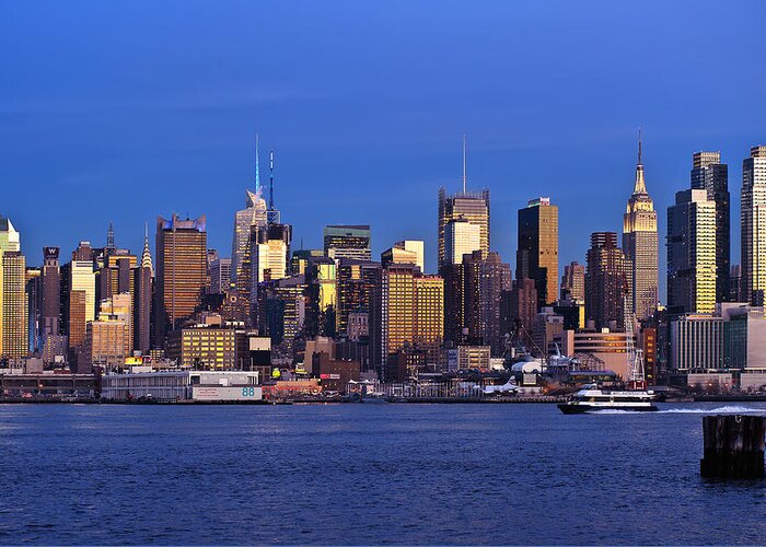Best New York Skyline Photos Greeting Card featuring the photograph NY Skyline at Twilight by Mitchell R Grosky