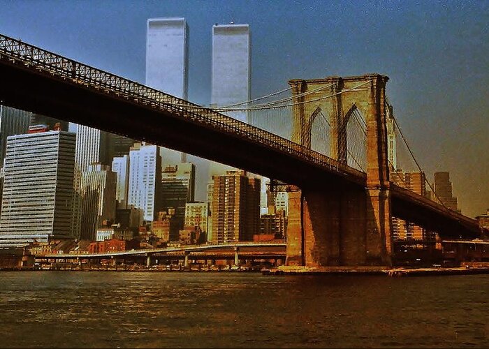 World Trade Center Greeting Card featuring the photograph Nyc 1976 by Benjamin Yeager