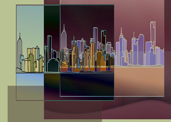 Nyc Greeting Card featuring the digital art NYC Abstract-3 by Nina Bradica