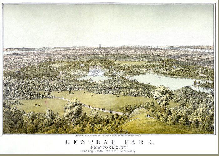 1859 Greeting Card featuring the painting Nyc Central Park, C1859 by Granger