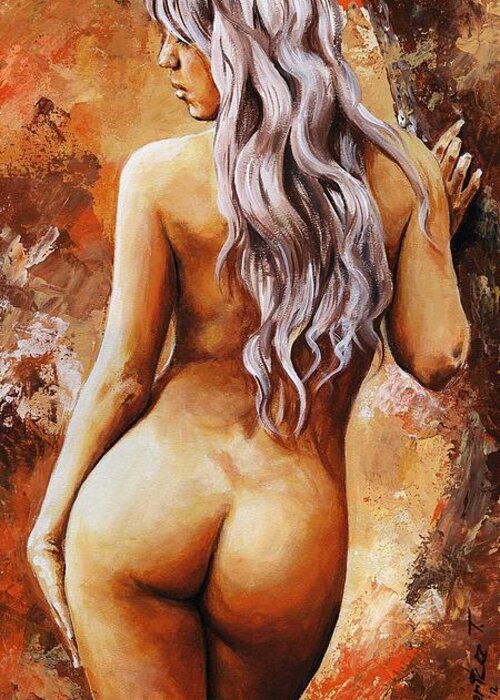 Art Female Greeting Card featuring the painting Nymph 02 by Emerico Imre Toth