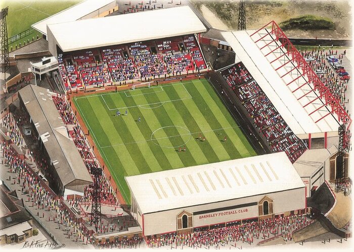 Art Greeting Card featuring the painting Oakwell - Barnsley by Kevin Fletcher