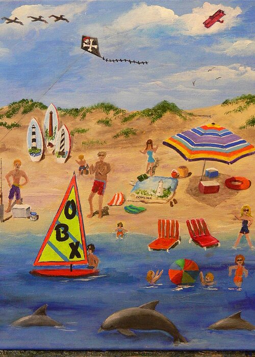 Beach Greeting Card featuring the painting OBX Beach by Catherine Hamill