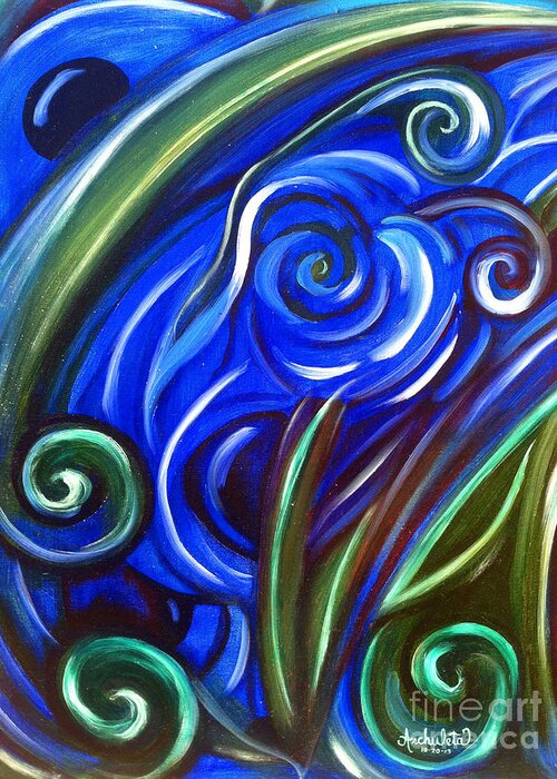 Ocean Abyss Greeting Card featuring the painting Ocean Abyss by Ruben Archuleta - Art Gallery
