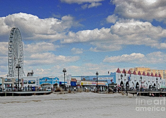 Outdoors Greeting Card featuring the photograph Ocean City Boardwalk by Tom Gari Gallery-Three-Photography