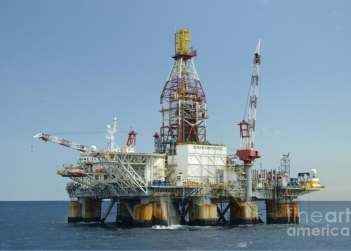 Oil Rig Greeting Card featuring the photograph Ocean Confidence Drilling Platform by Bradford Martin