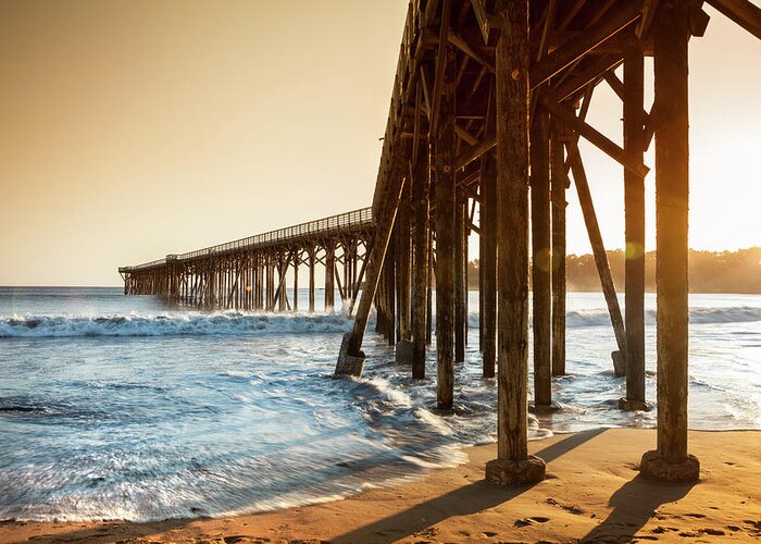 Elevated Walkway Greeting Card featuring the photograph Ocean Pier Into The Sea by Pgiam