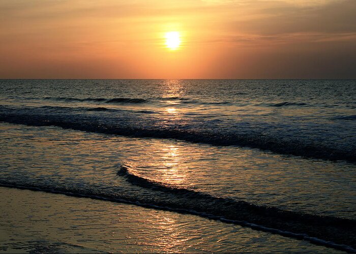 Sunset Greeting Card featuring the photograph Ocean Sunrise over Myrtle Beach by Scott Wood