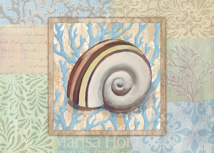 Shell Greeting Card featuring the painting Oceanic Shell Collage IV by Paul Brent